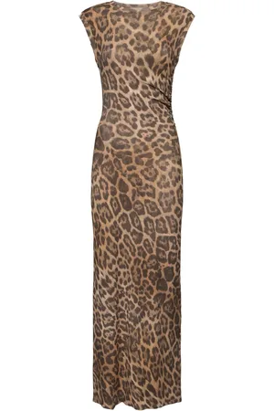 Stella McCartney Robe Longue En Mesh Imprimé Léopard