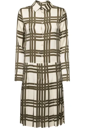 Burberry Robe Chemise En Soie De Mûrier À Carreaux