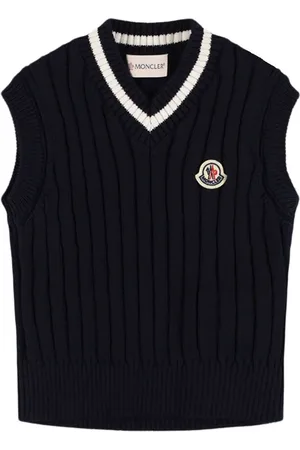 Moncler Gilet Col En V En Maille De Coton À Logo