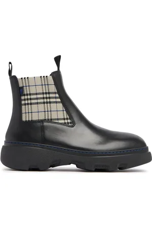 Burberry Bottes Chelsea En Cuir À Carreaux