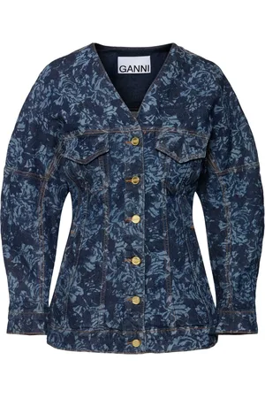 Ganni Blazer À Manches Formées En Denim Lazer