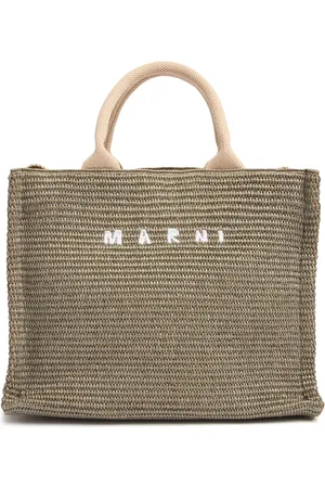 Marni Petit Sac Cabas Imitation Raphia À Logo