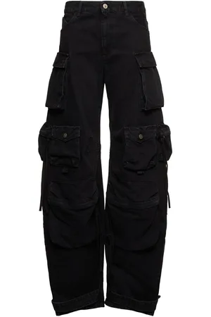 The Attico Jean Cargo Ample En Denim Taille Basse Fern