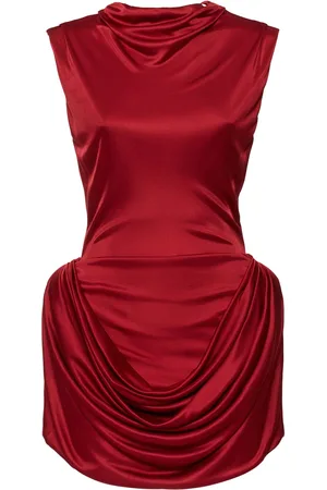MAGDA BUTRYM Robe Courte Sans Manches En Satin Drapé