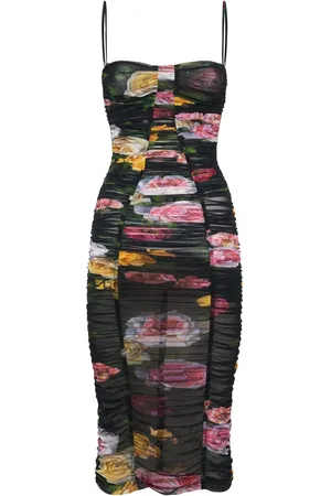 Dolce & Gabbana Robe Midi En Tulle Stretch Imprimé
