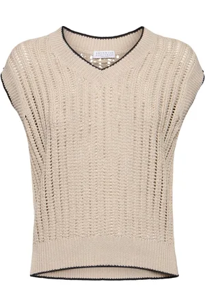 Brunello Cucinelli Gilet À Col En V En Maille De Coton