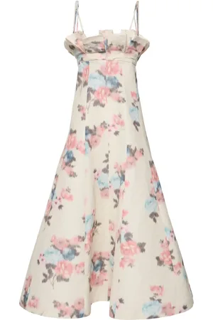 Serafini Robe Longue En Taffetas Floral