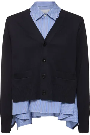 SACAI Cardigan En Maille Et Popeline De Coton Mélangé