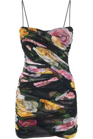 Dolce & Gabbana Robe Courte En Tulle Stretch Imprimé