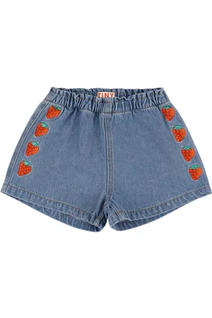 Tiny Cottons Short En Denim De Coton Brodé