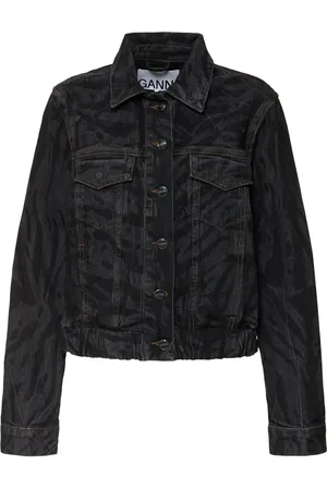 Ganni Veste Bomber En Denim Lazer