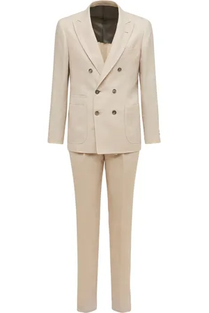 Brunello Cucinelli Costume En Lin Mélangé À Double Boutonnage