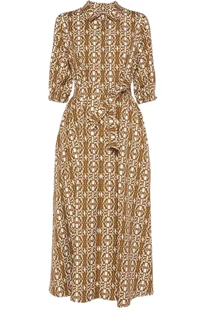 Max Mara Robe Longue En Popeline Imprimée Luxgi