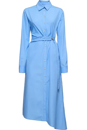 Msgm Robe Chemise Midi En Popeline & Ceinture