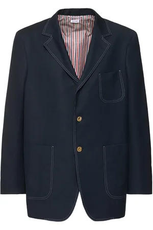 Thom Browne Blazer En Coton Et Lin À Boutonnage Simple
