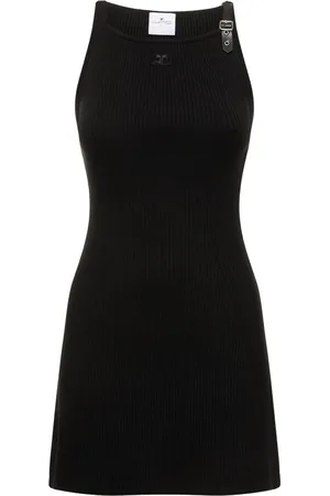 Courrèges Robe Courte En Maille De Viscose Côtelée