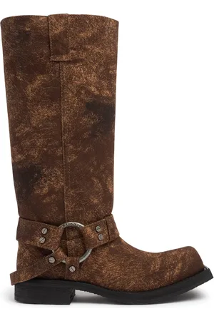 Acne Studios Bottes De Motard En Denim Enduit Balius 35 Mm