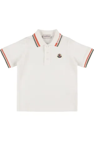 Moncler Polo En Piqué De Coton Avec Liseré Tricolore