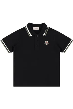 Moncler Polo En Piqué De Coton Avec Liseré Tricolore