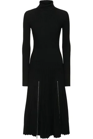 Burberry Robe Midi En Maille À Col Roulé