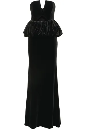 Self-Portrait Robe Bustier Péplum Longue En Velours