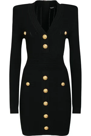 Balmain Robe Boutonnée En Maille De Viscose Mélangée