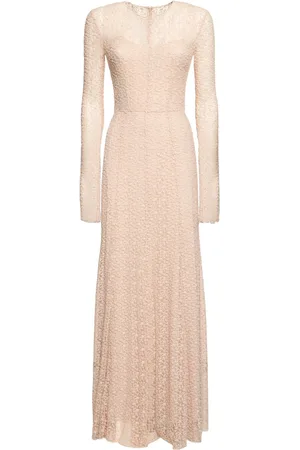 Serafini Robe Longue En Dentelle De Coton Mélangé Drapé