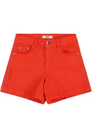 Msgm Short En Denim De Coton Mélangé Embelli