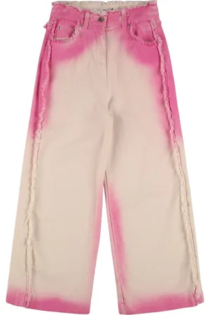 Msgm Pantalon En Denim De Coton Effet Airbrushed
