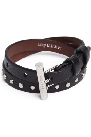 Alexander McQueen Bracelet En Laiton Et Cuir T-bar