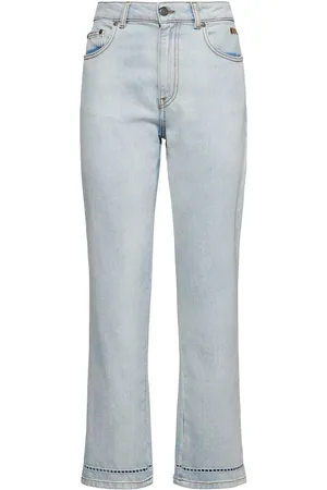 Msgm Jean Droit En Coton Taille Haute