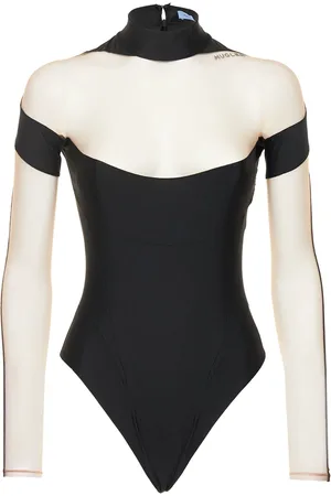 MUGLER Body En Jersey Et Tulle Transparent