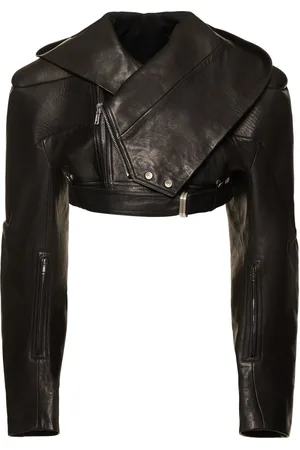 Rick Owens Veste Courte En Cuir À Capuche