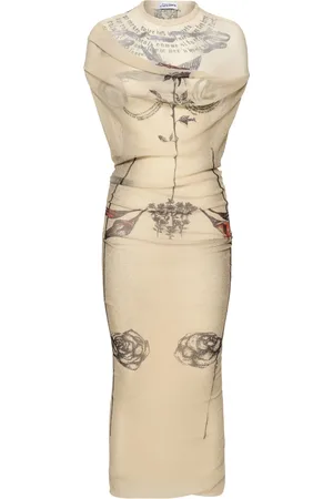 Jean Paul Gaultier Robe Longue En Mesh Imprimé