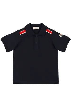 Moncler Polo En Piqué De Coton Avec Liseré Tricolore