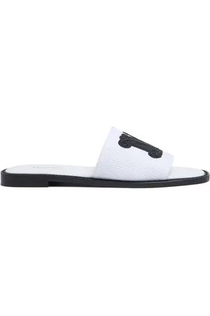 Max Mara Claquettes En Coton Et Cuir 10 Mm
