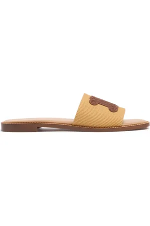 Max Mara Claquettes En Coton Et Cuir 10 Mm