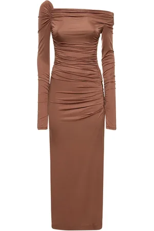 Helmut Lang Robe Longue En Viscose Stretch Luster