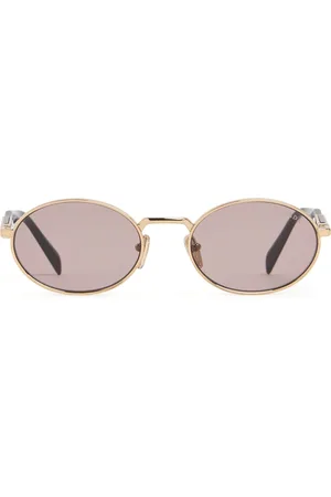 Prada Lunettes De Soleil Ovales En Métal Heritage