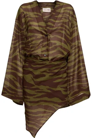 The Attico Robe Courte En Mousseline Imprimé Zébré