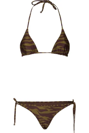 The Attico Bikini Triangle En Lycra Imprimé Zébré