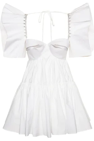 AREA Robe Courte En Popeline Avec Liseré Embelli