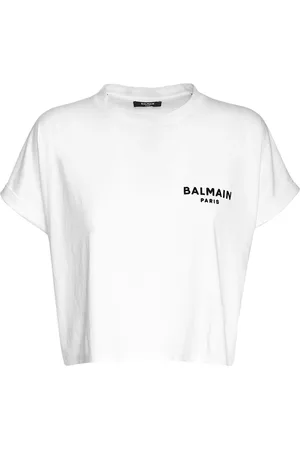 Balmain T-shirt Court En Coton À Logo Floqué
