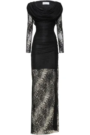 GIUSEPPE DI MORABITO Robe Longue En Dentelle Stretch À Capuche Laize