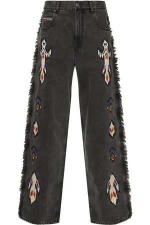 Marant Etoile Jean Ample En Denim Brodé Maella