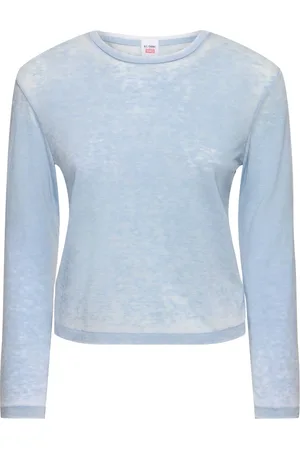 RE/DONE T-shirt Boxy En Coton Mélangé À Manches Longues