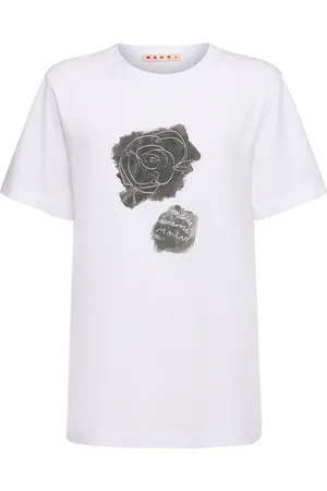 Marni T-shirt En Coton Brossé Imprimé Roses