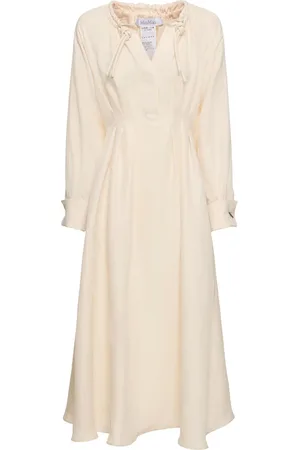 Max Mara Robe Midi En Sergé De Soie Et Lin Drina