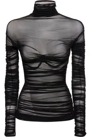 MUGLER Pull Col Roulé En Mesh À Manches Longues
