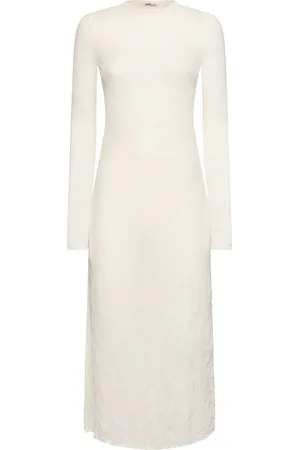 Auralee Robe Longue En Maille De Laine Froissée